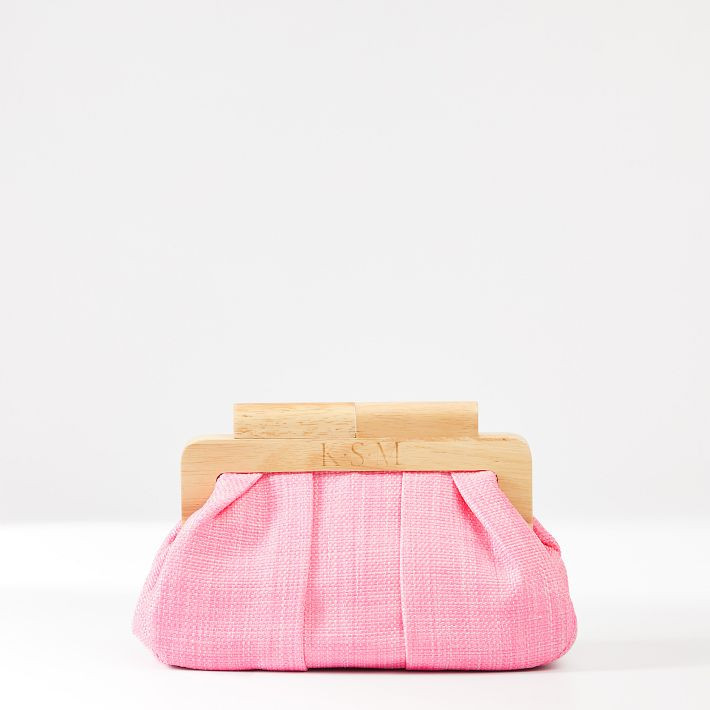 Raffia Wood Frame Clutch | Mark and Graham