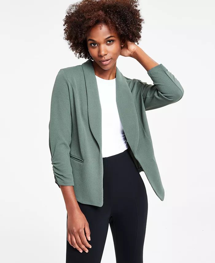 Women's Ruched 3/4-Sleeve Knit Blazer, Created for Macy's | Macy's