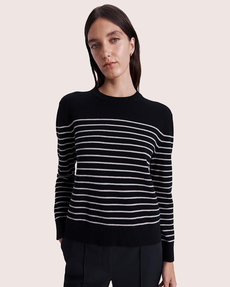 Saba Women's Nora Wool Cashmere Stripe Knit Top In Black size Small | SABA (Australia)