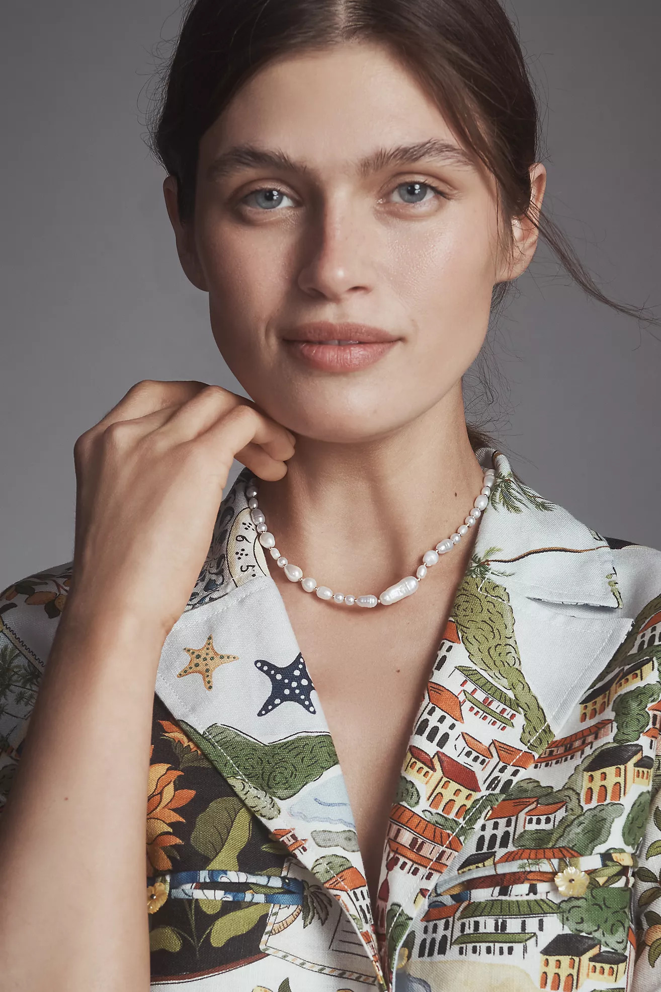 Farm Rio Short-Sleeve Linen Printed Buttondown Shirt | Anthropologie (US)