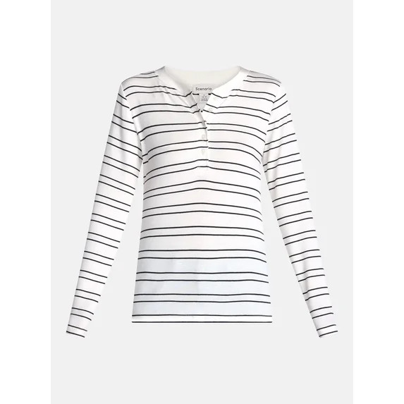 Scenario Women's and Women's Plus Rib Henley with Long Sleeves, Sizes XS-4X | Walmart (US)