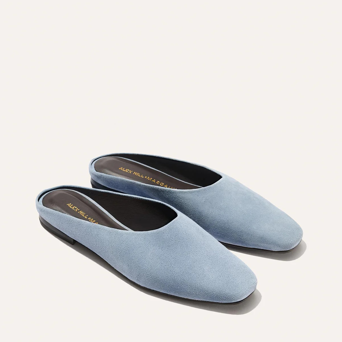 Alex Mill x Margaux: Light Blue Velvet Square Toe Mule |The Clara | Margaux