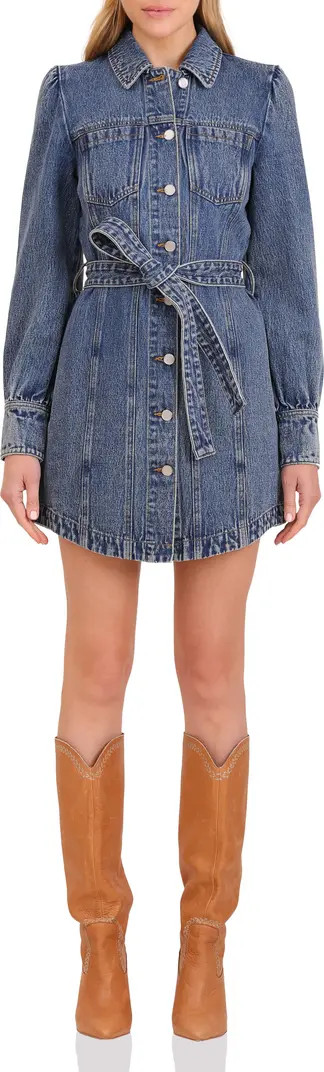 Avec Les Filles Belted Puff Sleeve Denim Dress | Nordstromrack | Nordstrom Rack