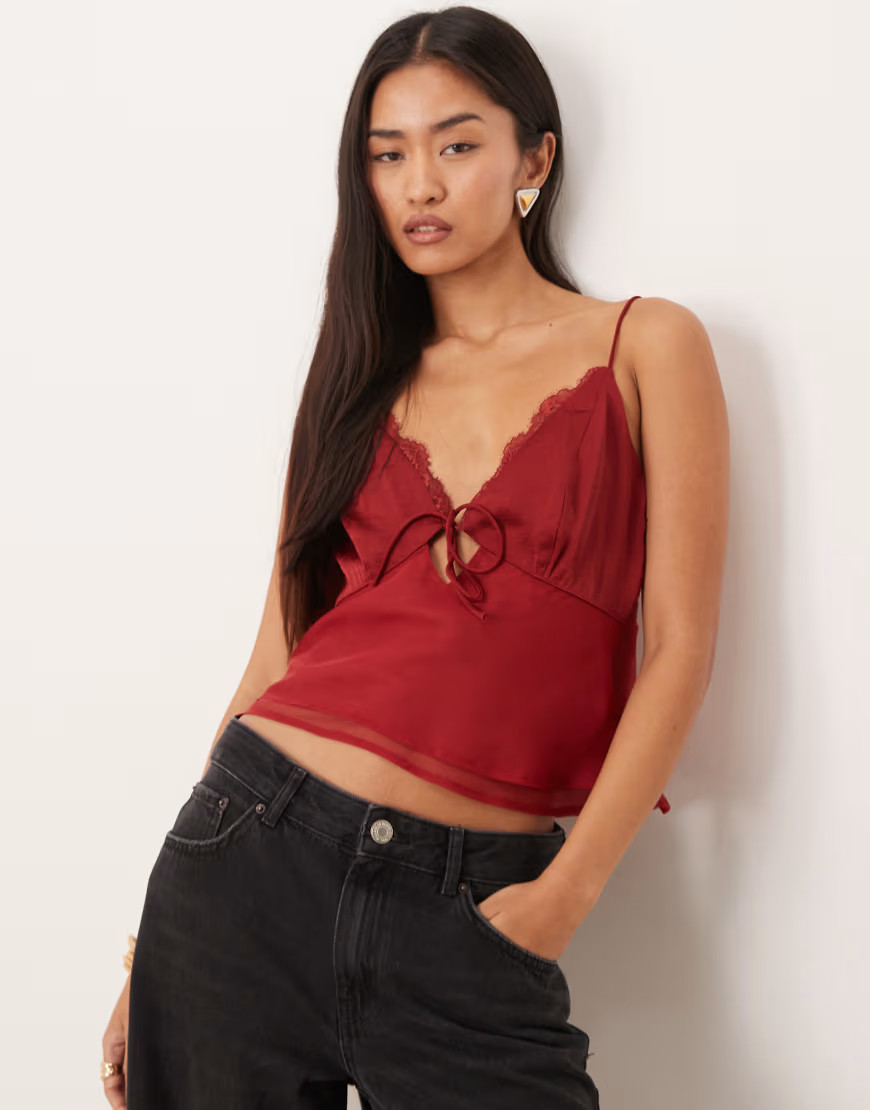 Abercrombie & Fitch lace cami top in burgundy-Red | ASOS (Global)