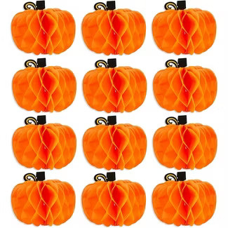 Spooky Central 12 Pack Pumpkin Honeycomb Decorations for Halloween Parties, Thanksgiving (10 in) | Target