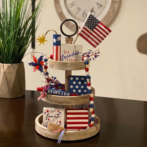BUNDLE // 4th Of July Tier Tray Decor // Patriotic Decor // Tier Tray Decor // Independence Day D... | Etsy (US)