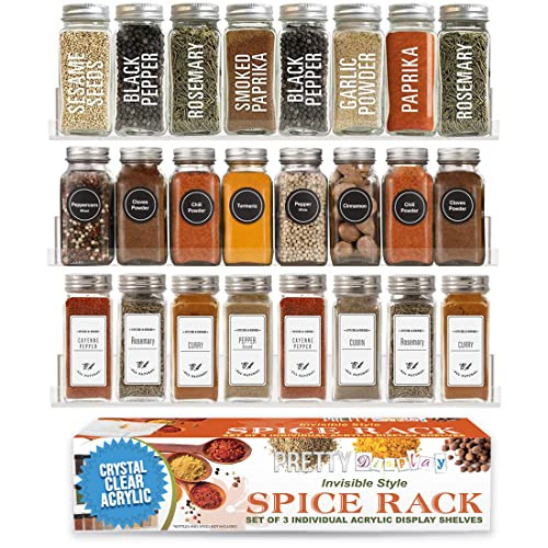 Wall Mount Spice Rack Crystal Clear Acrylic Spice Rack Organizer [3 Pk] Strong, Contemporary Shel... | Amazon (US)