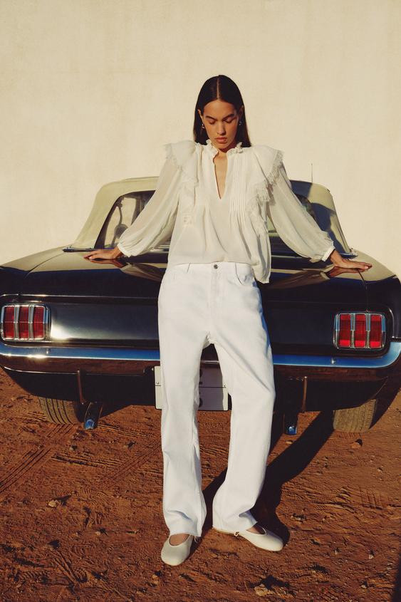 LACE RUFFLE BLOUSE | Zara US