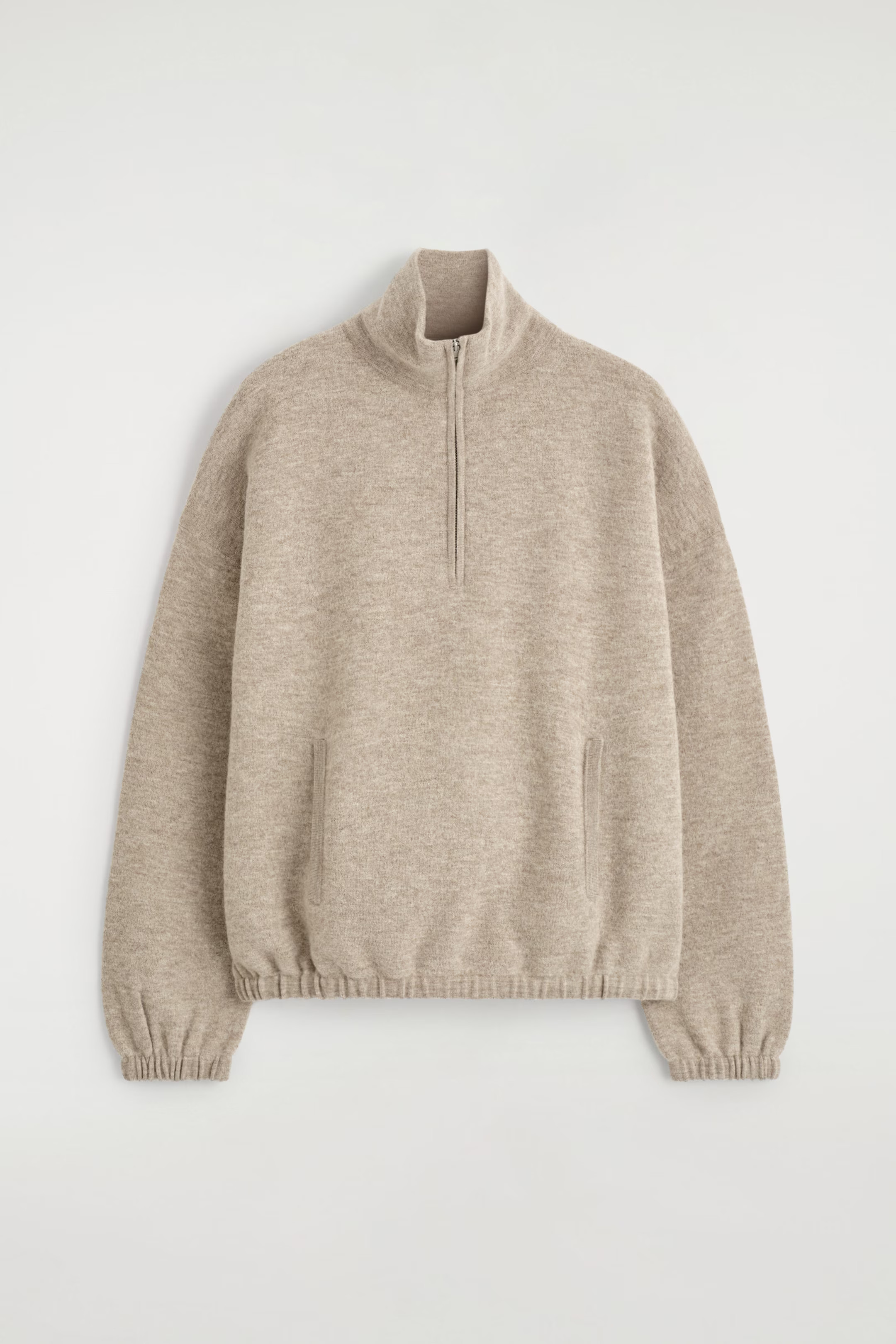 BOILED MERINO WOOL ZIP-UP JUMPER - BEIGE MÉLANGE | COS GB | COS UK