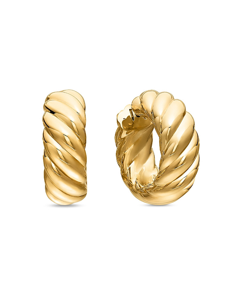 David Yurman 18K Yellow Gold Sculpted Cable Huggie Hoop Earrings | Bloomingdale's (US)