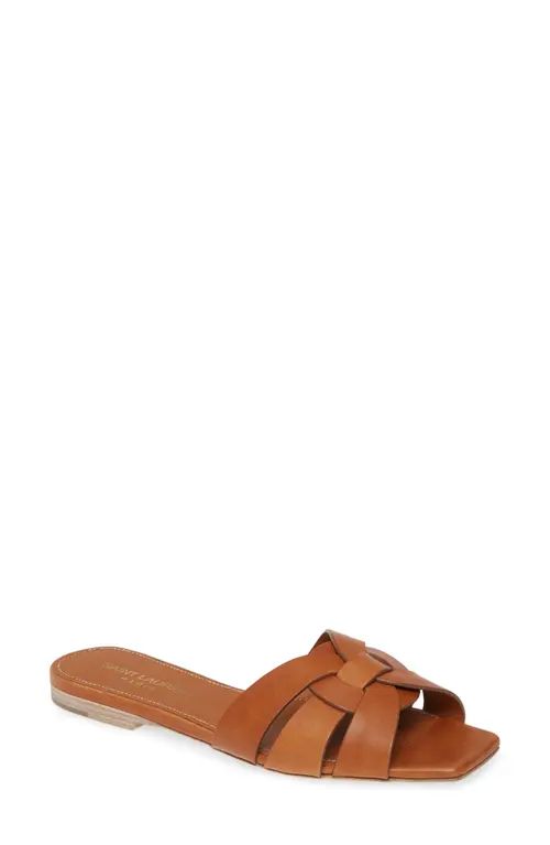 Saint Laurent Tribute Nu Pieds Slide Sandal in Ambra at Nordstrom, Size 6.5Us | Nordstrom