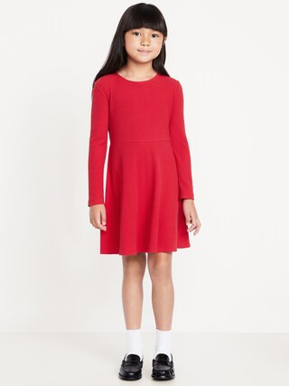 Long-Sleeve Ribbed Fit and Flare Dress for Girls | Old Navy (CA)