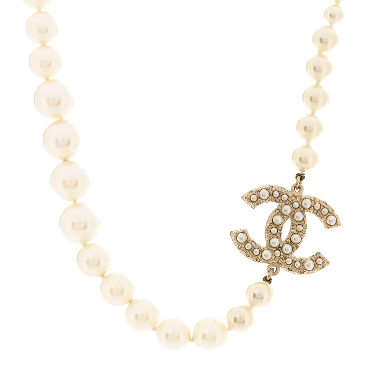 Pearl CC 100th Anniversary Necklace Light Gold | FASHIONPHILE (US)