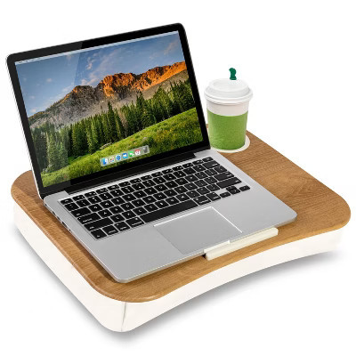 LAPGEAR Cupholder Lap Desk White Oak Woodgrain | Target