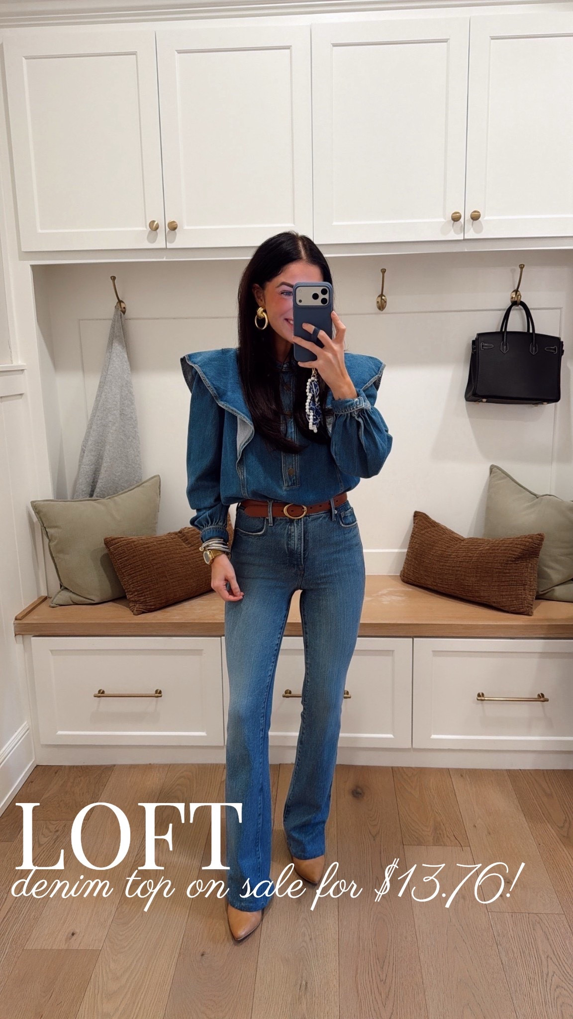 This top is only $13.76 from LOFT right now! I am wearing a small in the top and a 2 in the jeans 

Sale alert, spring fashion, finds under 25, denim, Katy roach

#LTKSeasonal #LTKPetite #LTKSaleAlert