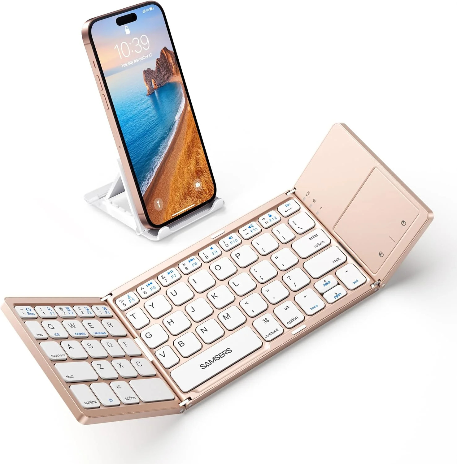 Foldable Bluetooth Keyboard with Touchpad - Portable Wireless Keyboard with Holder, Rechargeable ... | Walmart (US)