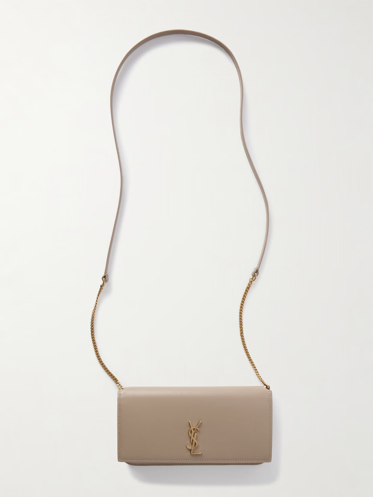 SAINT LAURENT - Cassandre Strap Leather Phone Case - Neutrals | NET-A-PORTER (US)