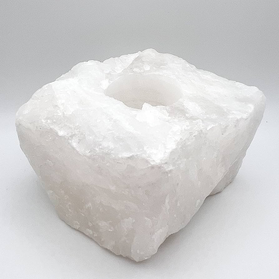 SEEK Natural Raw Cut Clear Quartz Candle Holder from Brazil | Healing Crystals | Crown Chakra | B... | Amazon (US)