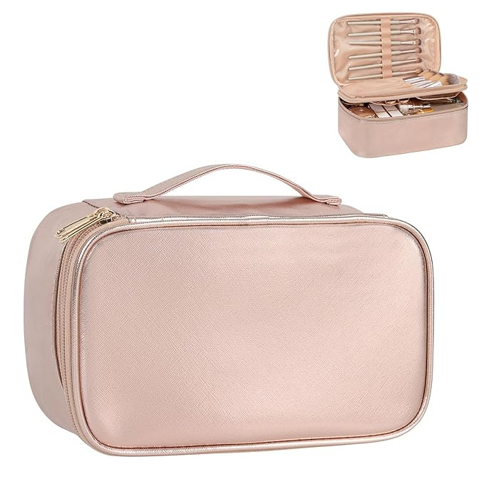 Relavel Makeup Bag, Small Travel Makeup Bag, Portable Cosmetic Case for Women, Double-layer Makeu... | Amazon (US)