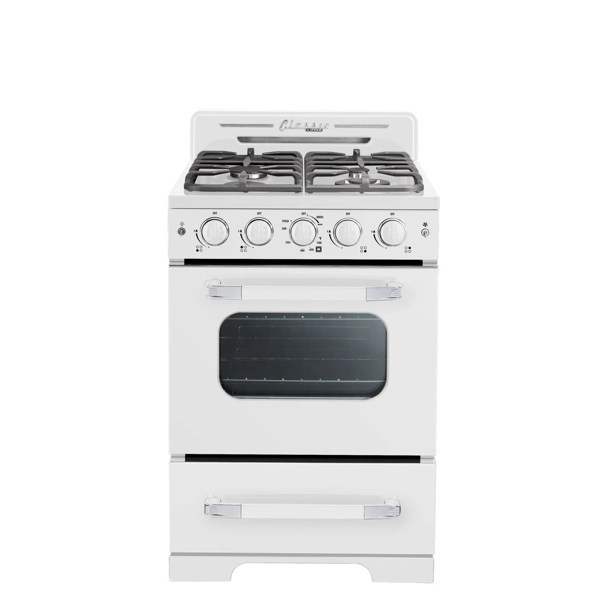 Classic Retro 24" 4 burner 2.9 cu. ft. Freestanding Gas Range with Convection Oven UGP-24CR W | Wayfair North America