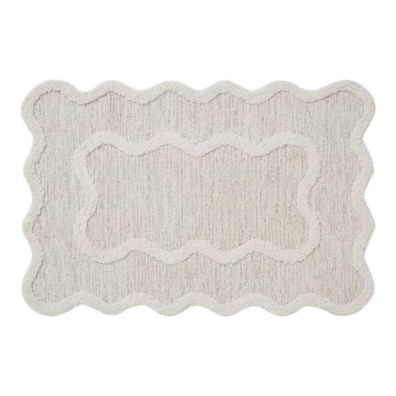 My Texas House Stella Ivory Scallop Wool Indoor Area Rug, 24" x 36" | Walmart (US)