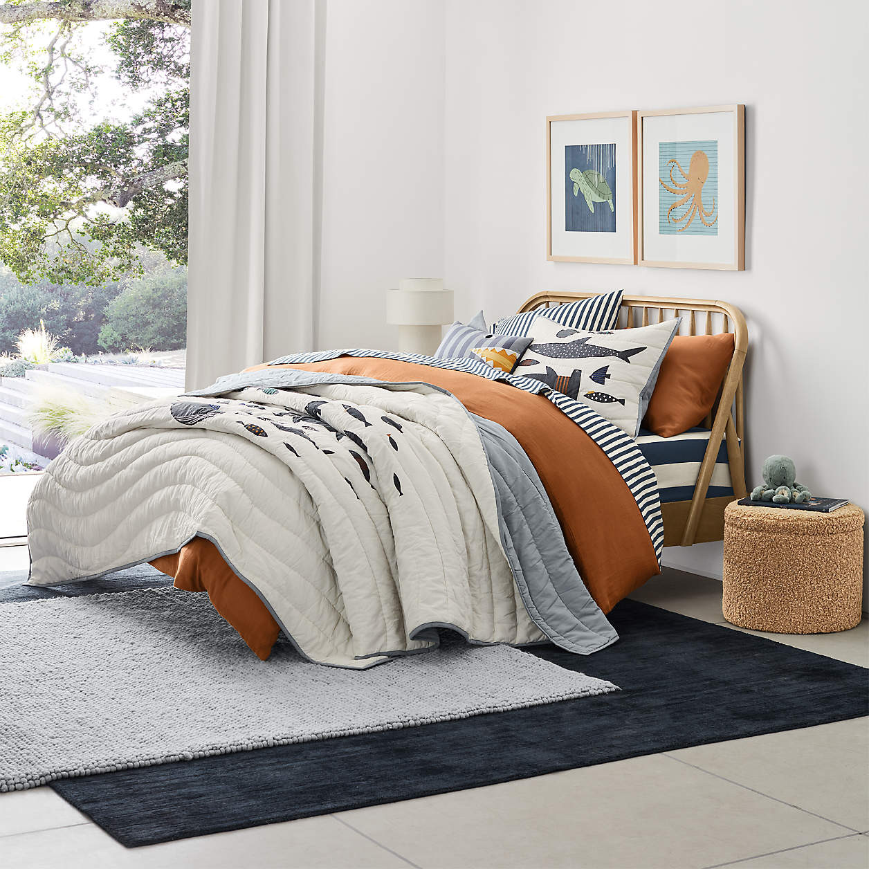 Dot Cream White Sherpa Kids Storage Ottoman and Stool + Reviews | Crate & Kids | Crate & Barrel