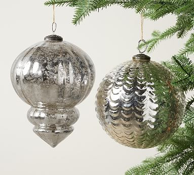 Oversized Mercury Glass Ornament Sets - Silver | Pottery Barn (US)