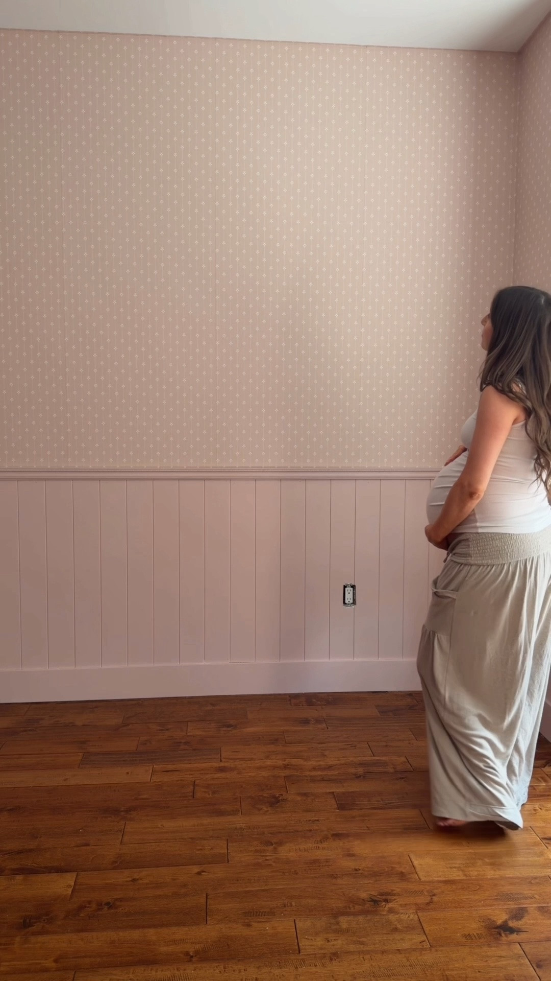 Building my baby girl a dreamy nursery 🤍 my vision was pink on pink on pink and I love how this wallpaper paired with this paint color turned out 🎀 we used shiplap panel boards (and had them cut in half in the store) and finished it with the prettiest moulding trim!

#LTKHome #LTKBaby