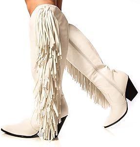 Cape Robbin Cowtown Cowboy Mid Calf Boots Women, Western Cowgirl Boots with Chunky Block Heels, Fash | Amazon (US)