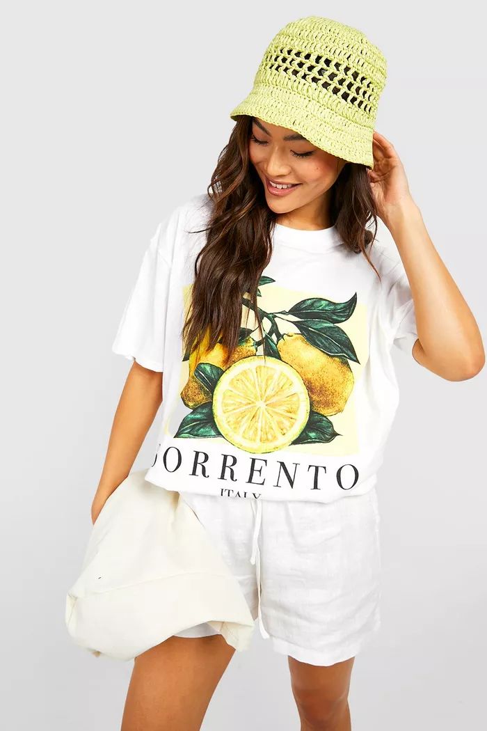 Sorrento Lemon Oversized T-shirt | Boohoo.com (UK & IE)
