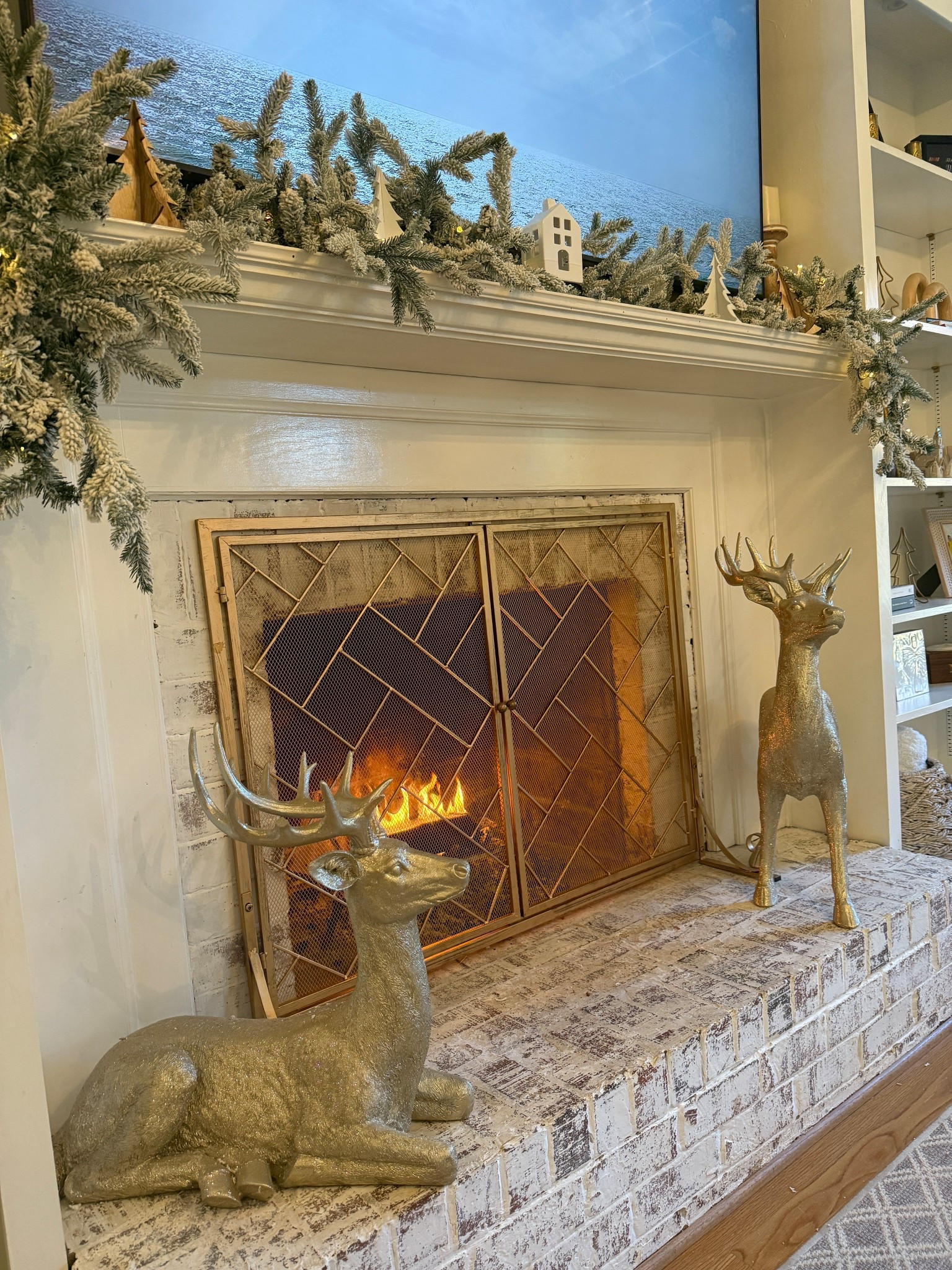 Just a little glitter and a whole lot of holiday spirit ✨ My favorite reindeer are back and ready to sparkle through the season! 🦌🎄💫

#christmasdecor #holidaydecor #fireplacedecor


#LTKHoliday #LTKHome #LTKSeasonal