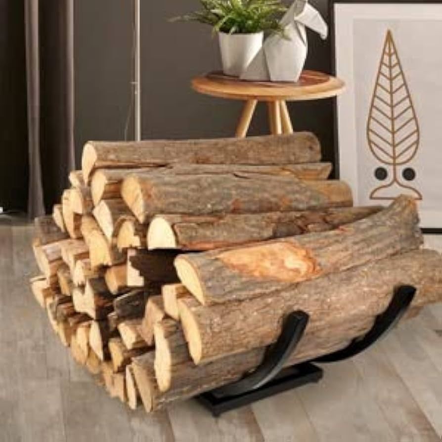 Curved Firewood Rack Firewood Holder: Heavy Duty Curved Wood Rack Outdoor - Fireplace Black Wood ... | Amazon (US)