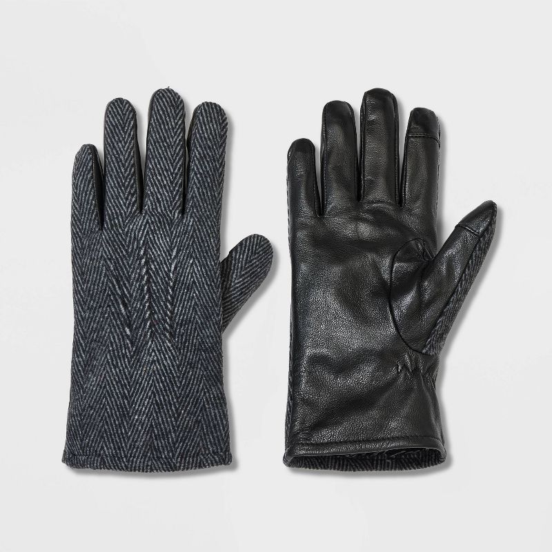 Men's Herringbone Touch Dress Gloves with Sherpa Lined - Goodfellow & Co™ Charcoal Gray | Target