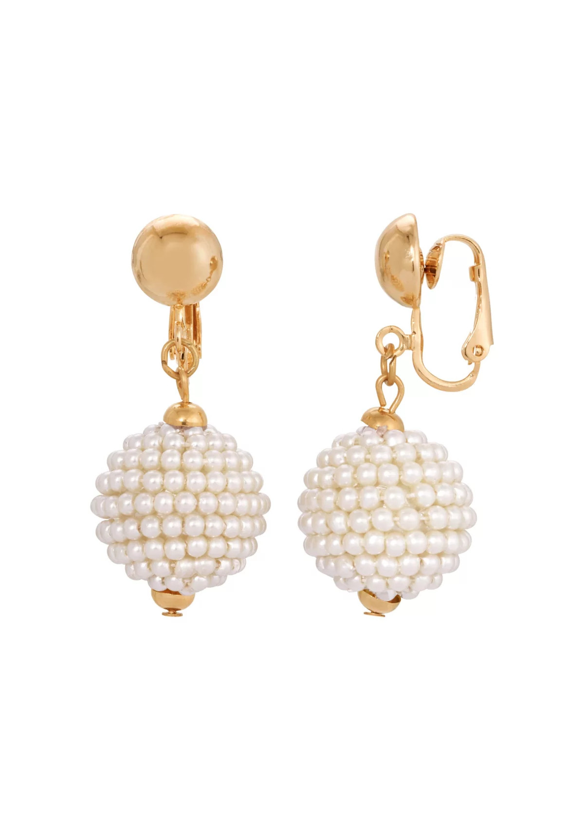 Gold-tone Seed Bead Ball Clip Earrings | Belk