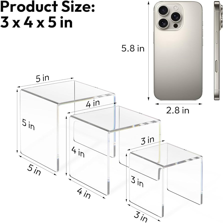 NIUBEE 2 Set Acrylic Risers Display for Funko POP Figures,Clear Cake Stands for Candy Dessert Tab... | Amazon (US)