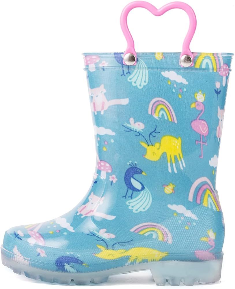 OUTEE Adorable Printed Lightweight Waterproof Rain Boots for Toddler and Kids | Amazon (US)