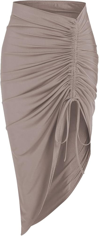 ZAFUL Women's Boho Skirt Asymmetrical Skirts Tied Floral Paisley Printed High Waist Ruched Skirts... | Amazon (US)