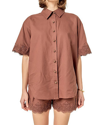 Women's Linen Lace Shirt | Macy's