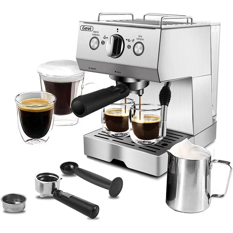 GEVI Stainless Steel 15 Bar Espresso Machine 2 Shot Pump Cappuccino Maker - Walmart.com | Walmart (US)