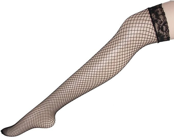 E-Laurels Women's Lace Sheer Thigh-High Fishnet Stockings With Stay Up Silicone Lace Top | Amazon (US)