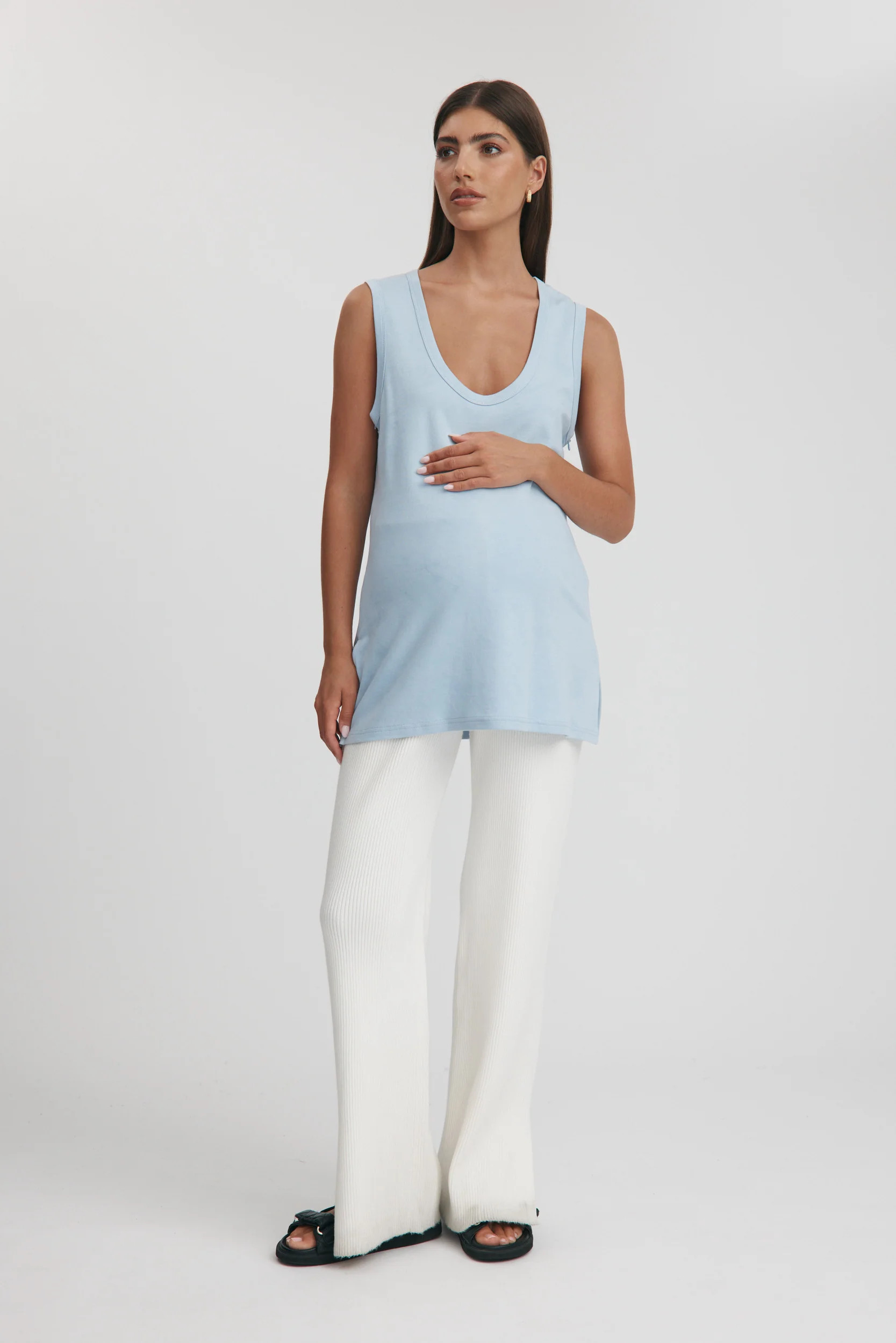 Organic Cotton Wide Strap Tank (Cornflower) | Legoe Heritage Maternity APAC