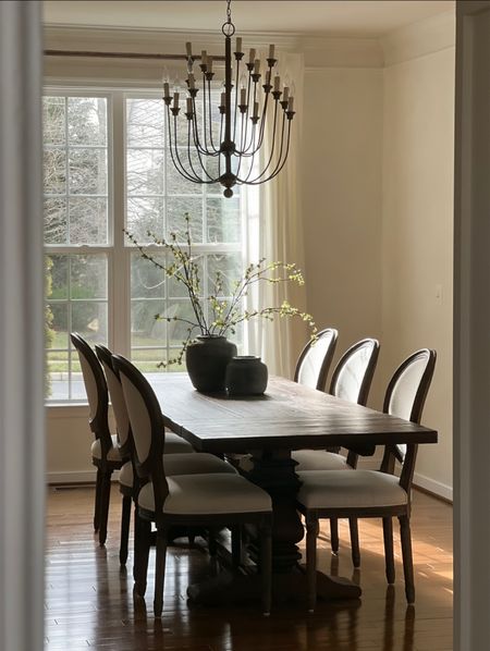 Dining room with spring stems! Love using these green budding branches for early spring decor.

Amber interiors
Spring
Home decor
Dining room
Aged black vase 

#LTKFind #LTKhome #LTKsalealert