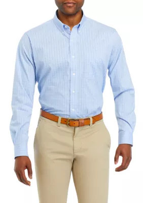 Crown & Ivy Men's Plaid Button Down Shirt, Blue, 15 - 15.5 32/33 | Belk