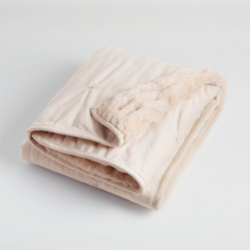 Weynn Faux Fur Reversible Blush Baby Blanket | Crate & Kids | Crate & Barrel