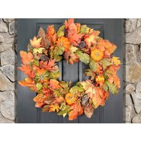 Fall Wreath For Front Door, Autumn Door Wreath, Foliage Large Oversized Fireplace - Xl | Etsy (US)