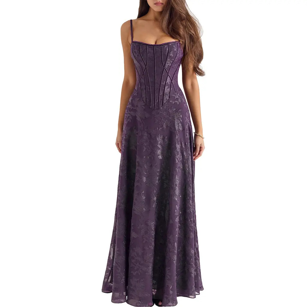 HOUSE OF CB Esme Fil Coupé Gown in Winter Bloom at Nordstrom, Size Medium | Nordstrom