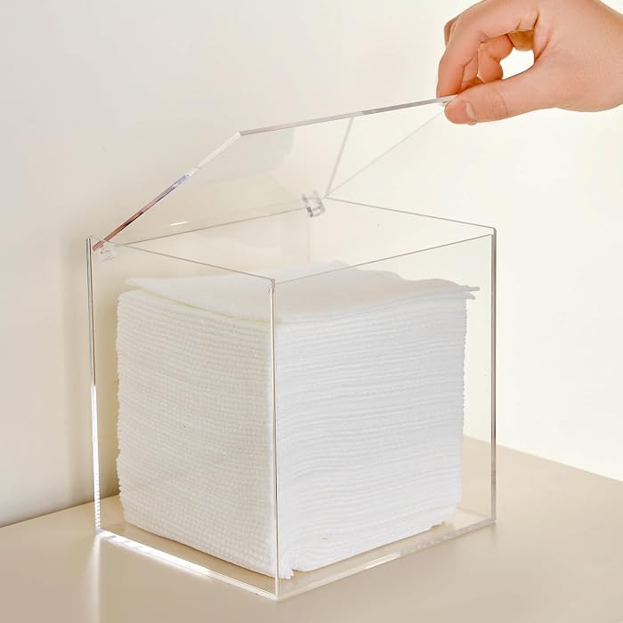 MoyRetty Acrylic Disposable Face Towel Holder, Clean Skin Club Face Towels Holder Container, Clea... | Amazon (US)