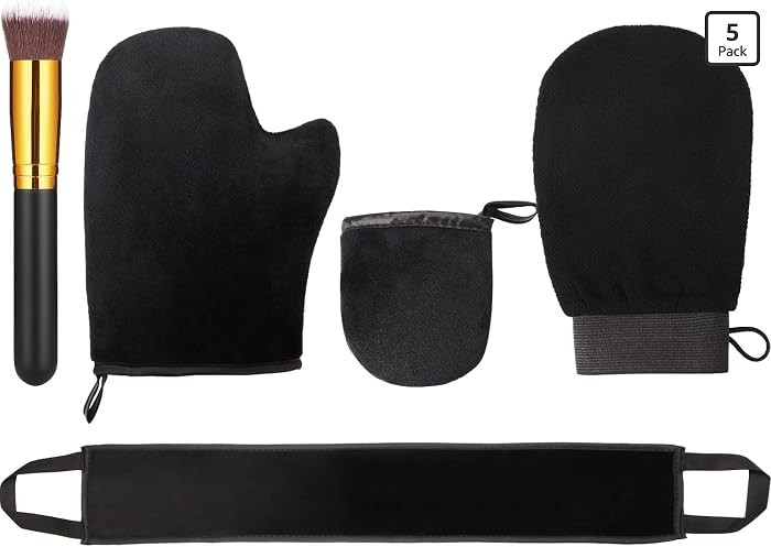 Boao 5 Pieces Self Tanning Mitt Applicator Kit, Includes Tanning Mitt, Exfoliating Glove, Mini Fa... | Amazon (US)