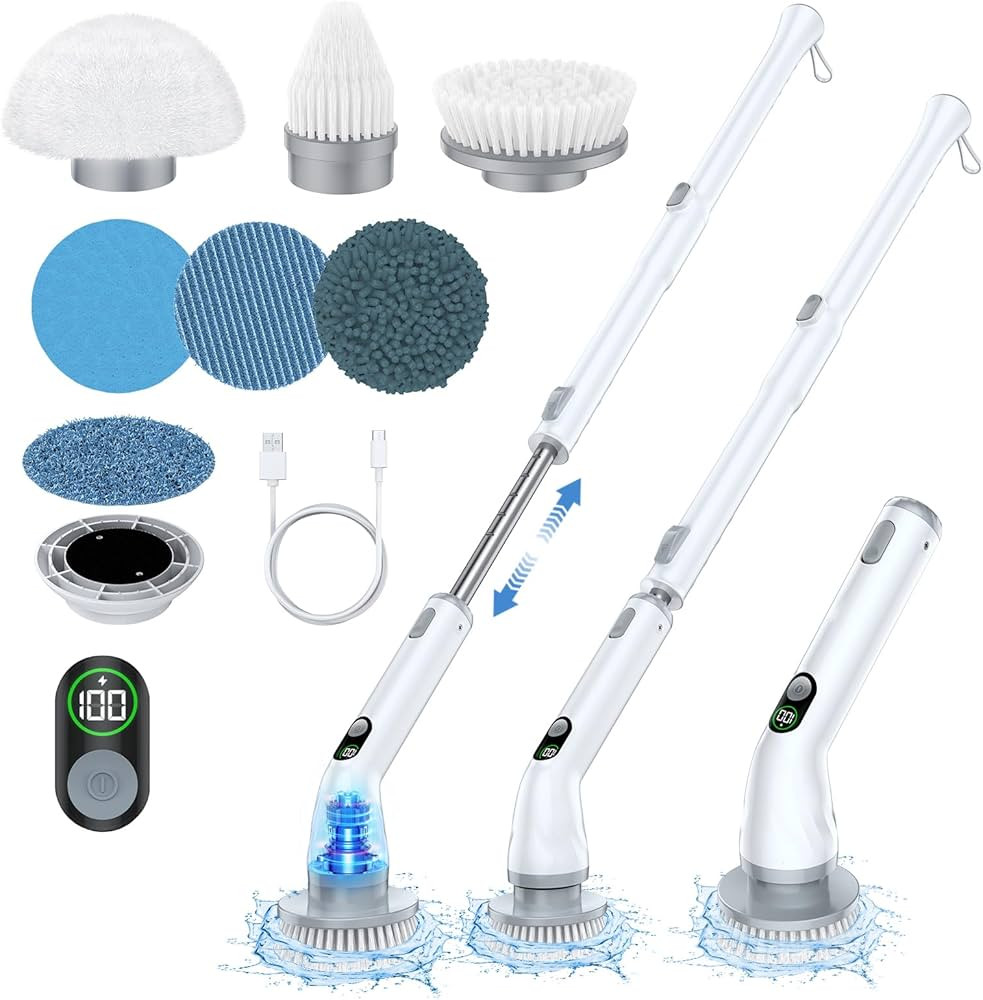 Electric Spin Scrubber, Dual Speeds Shower Cleaning Brush with 6 Replaceable Brush Heads and Disp... | Amazon (US)