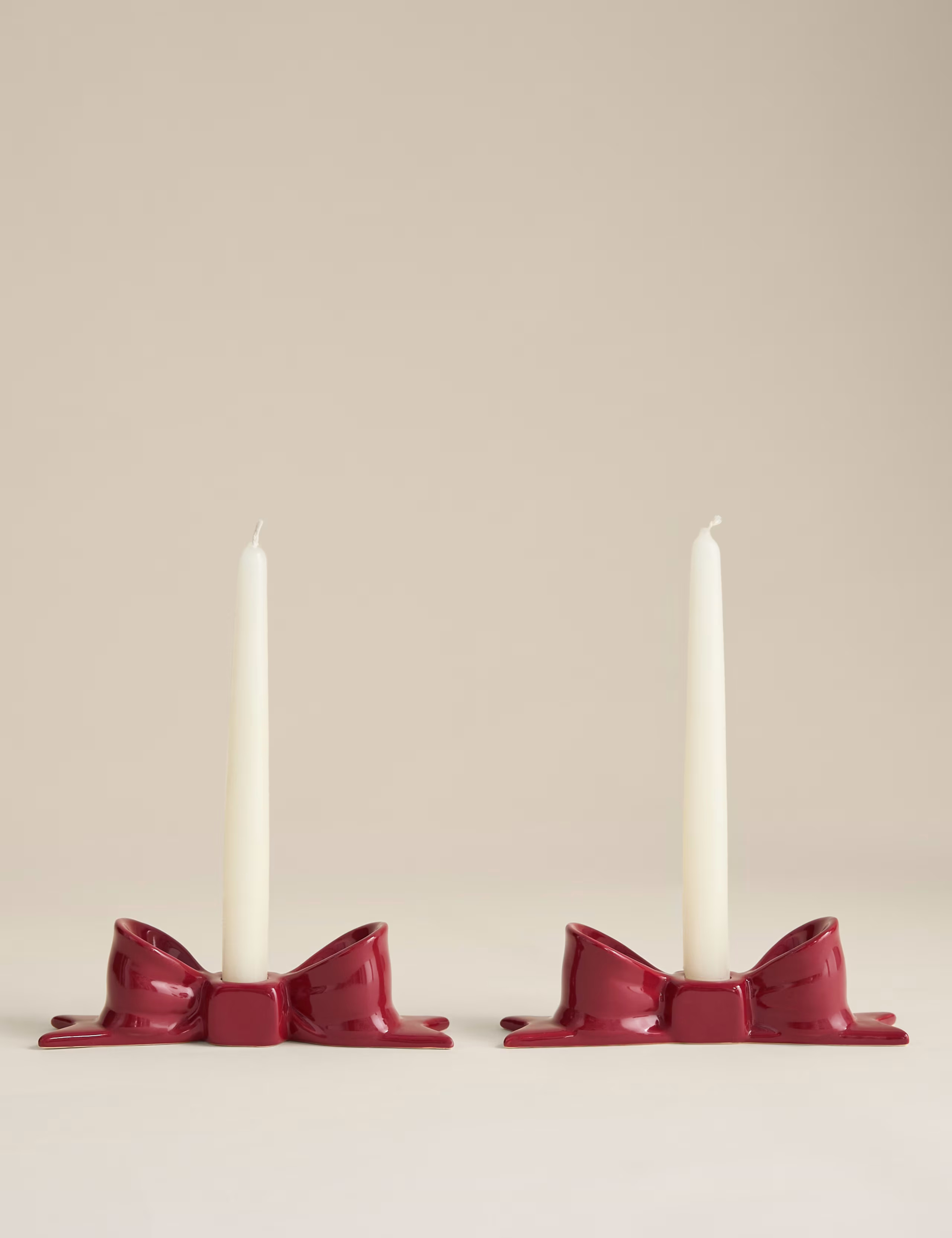 2pk Bow Ceramic Dinner Candle Holders | Marks & Spencer (UK)